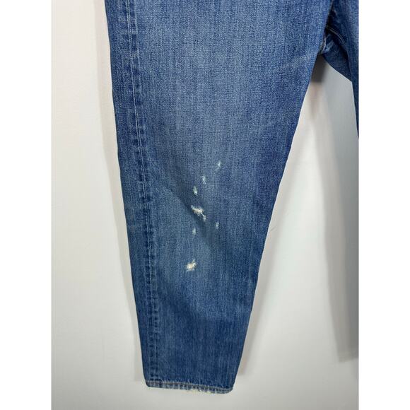 Vince Union Slouch Distressed Jeans In Heritage Size 27 Japanese Selvedge Denim - Picture 13 of 16